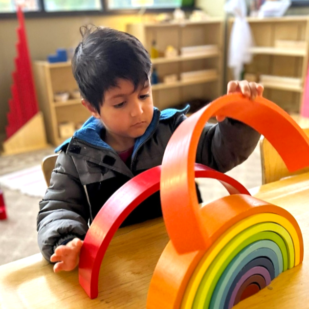 student making rainbow